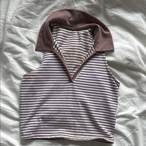 Abercrombie & Fitch Brown and White Striped Top